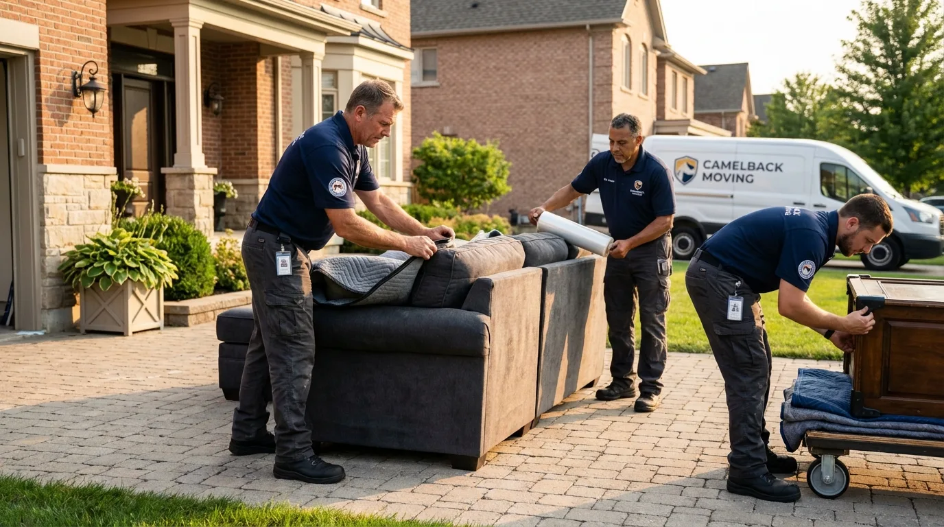 Large estate moving crew wrapping furniture in Ellsworth, KS